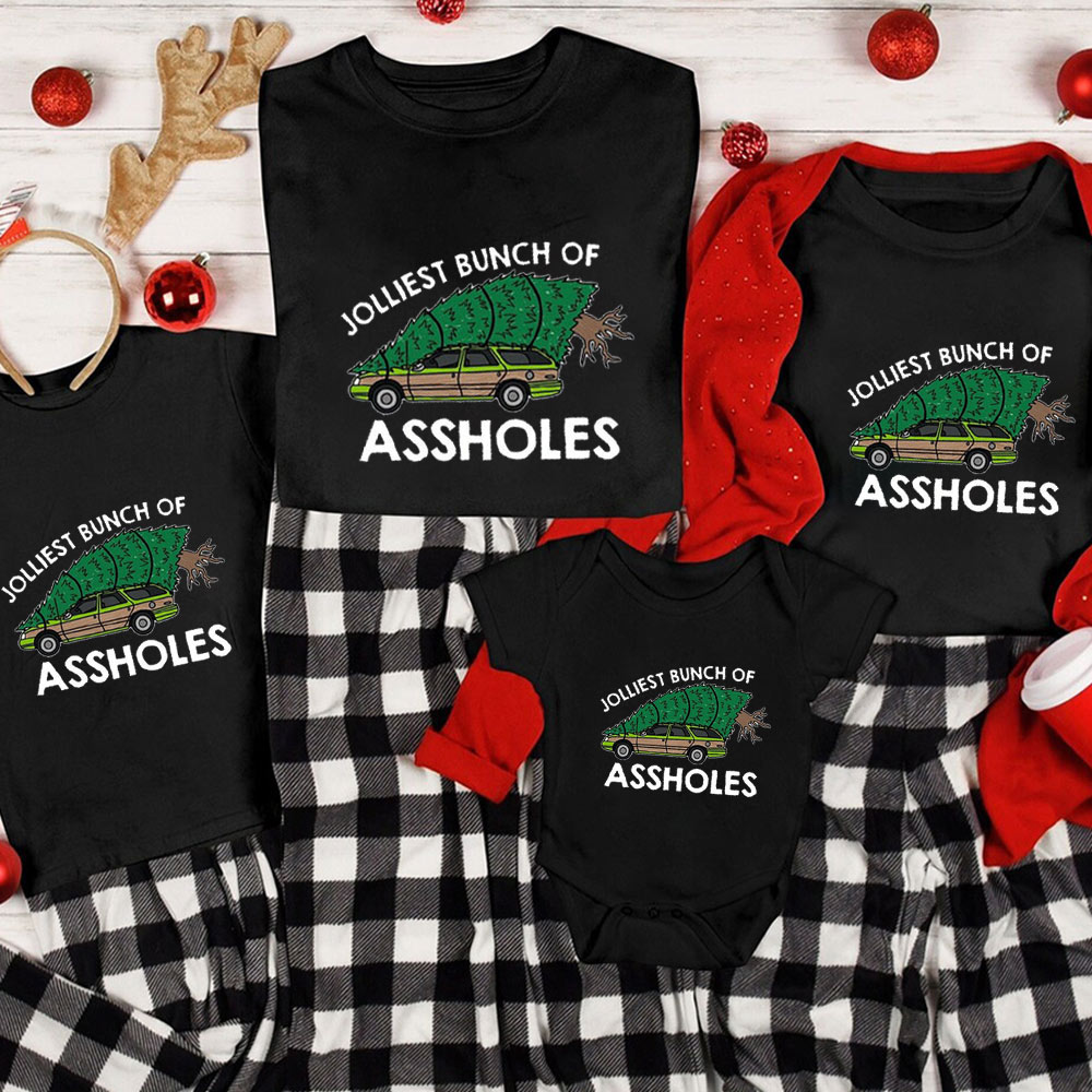 Jolliest Bunch Of Assholes Christmas Family Matching Shirt