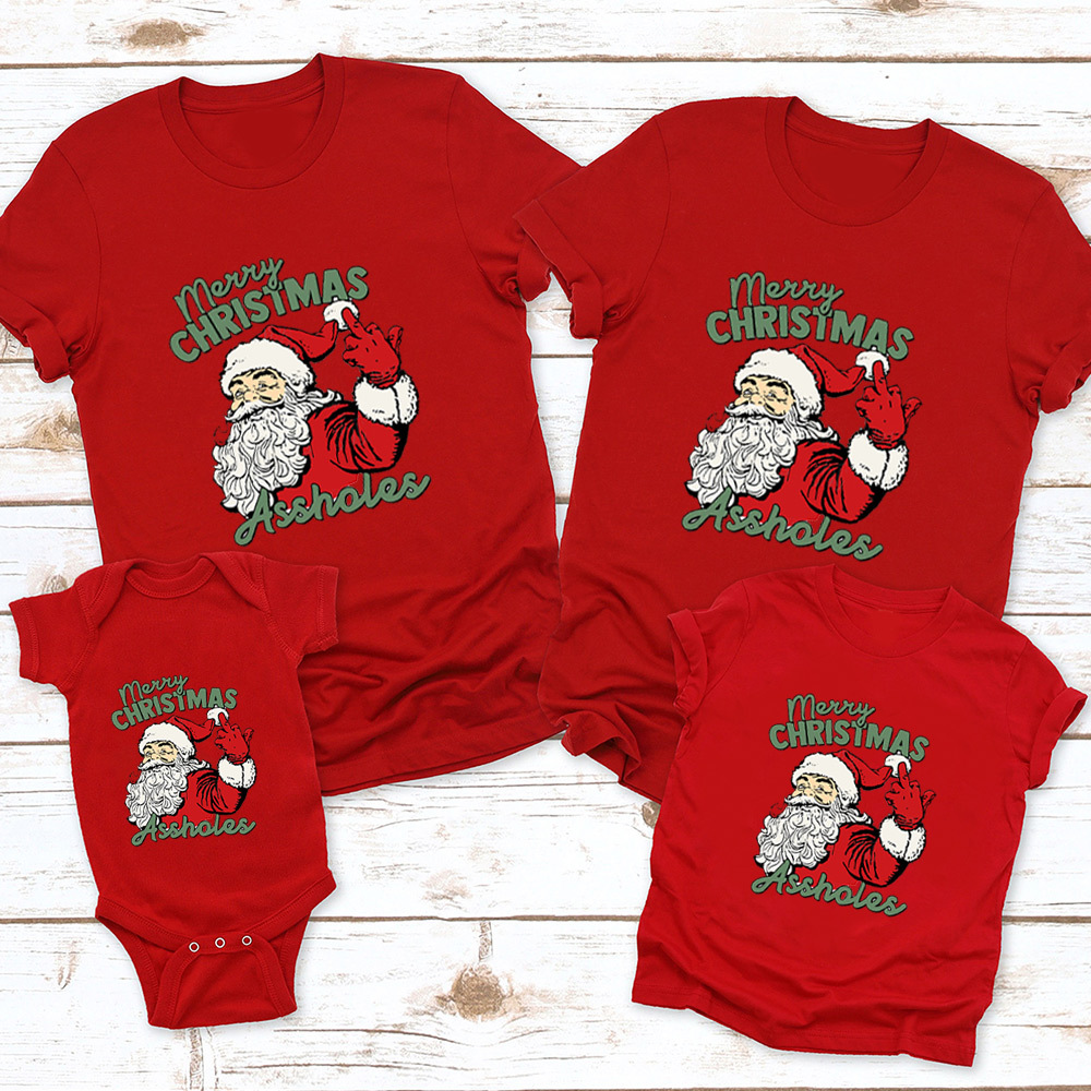 Santa Assholes Funny Christmas Family Matching Shirt