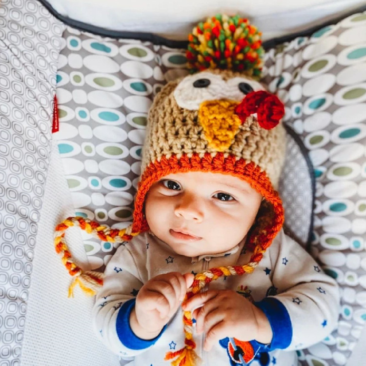 Crocheted Turkey Thanksgiving Toddler Hat