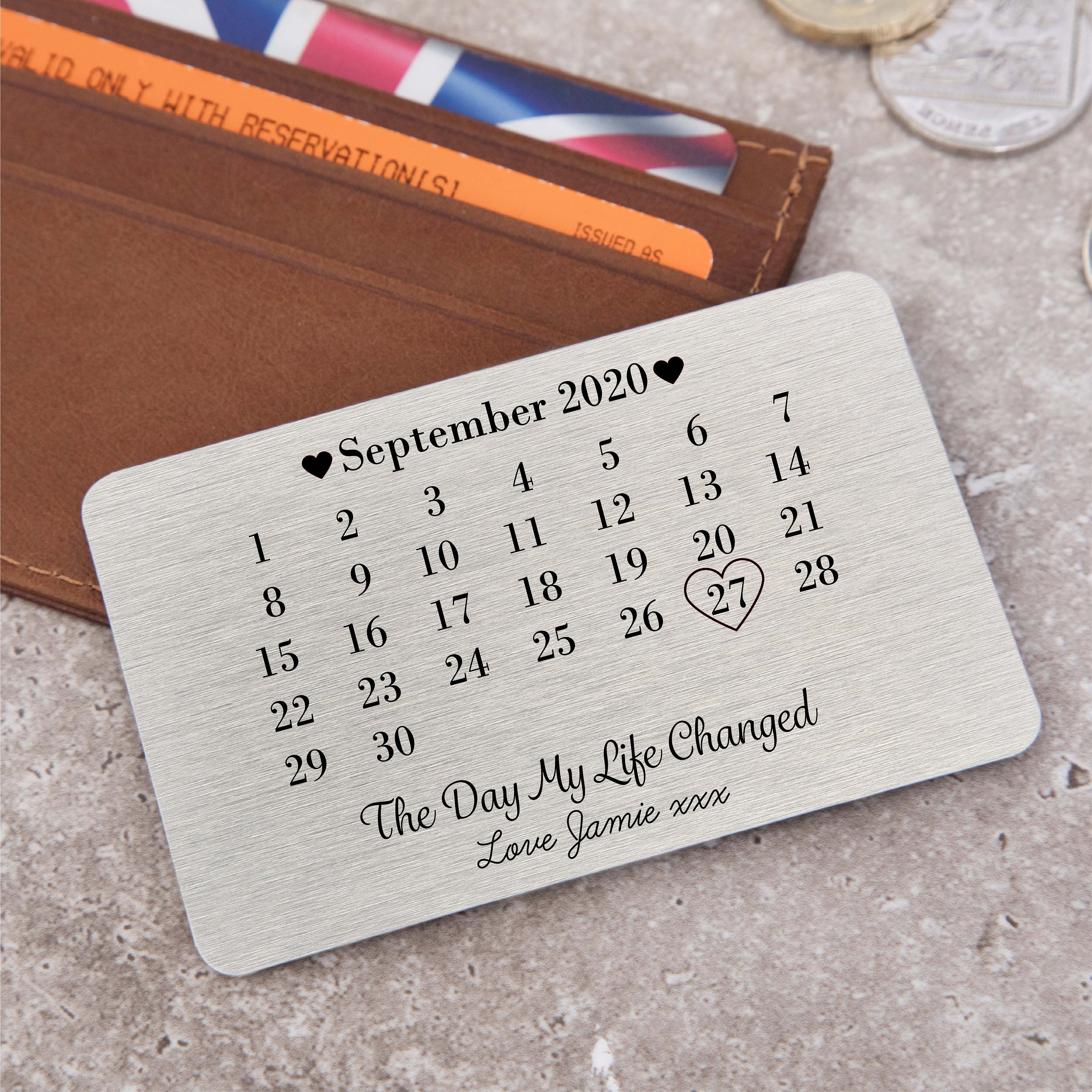 Personalized Day My Life Changed Date Metal Wallet Card