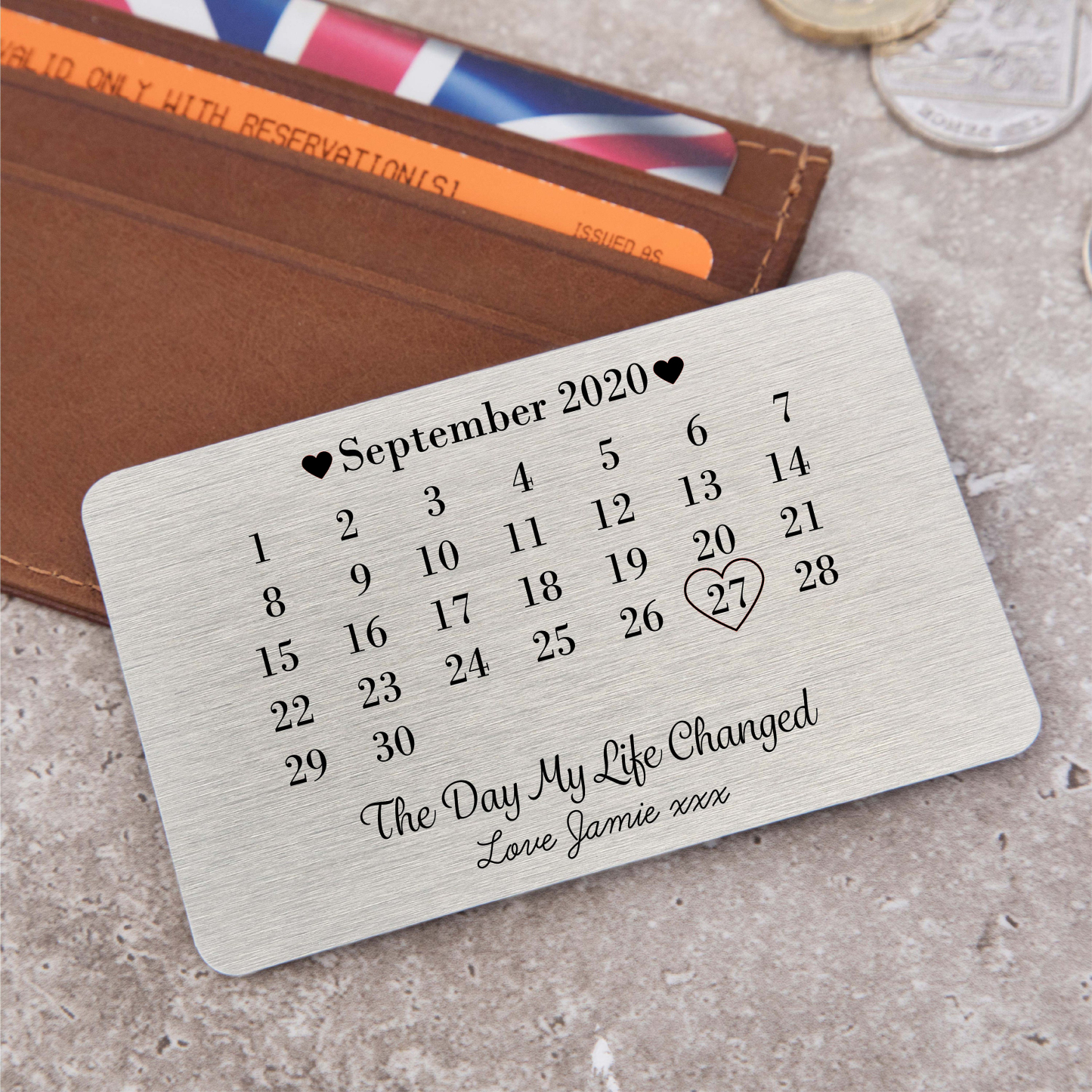 Personalized Day My Life Changed Date Metal Wallet Card