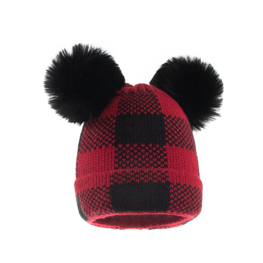 Furball Parent-Child Plaid Knitted Hat