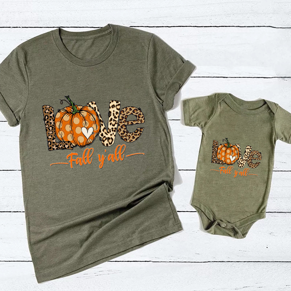 Love Fall Y'All Halloween Family Matching Shirts