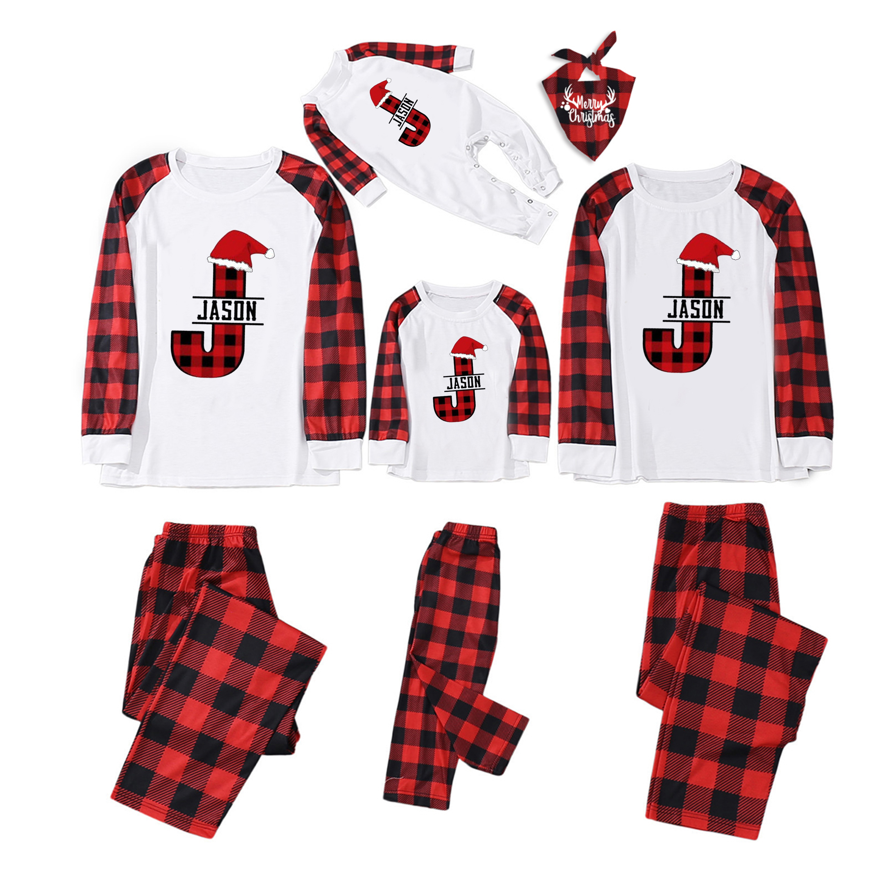 Personalized Capital Letters Christmas Family Matching Pajamas