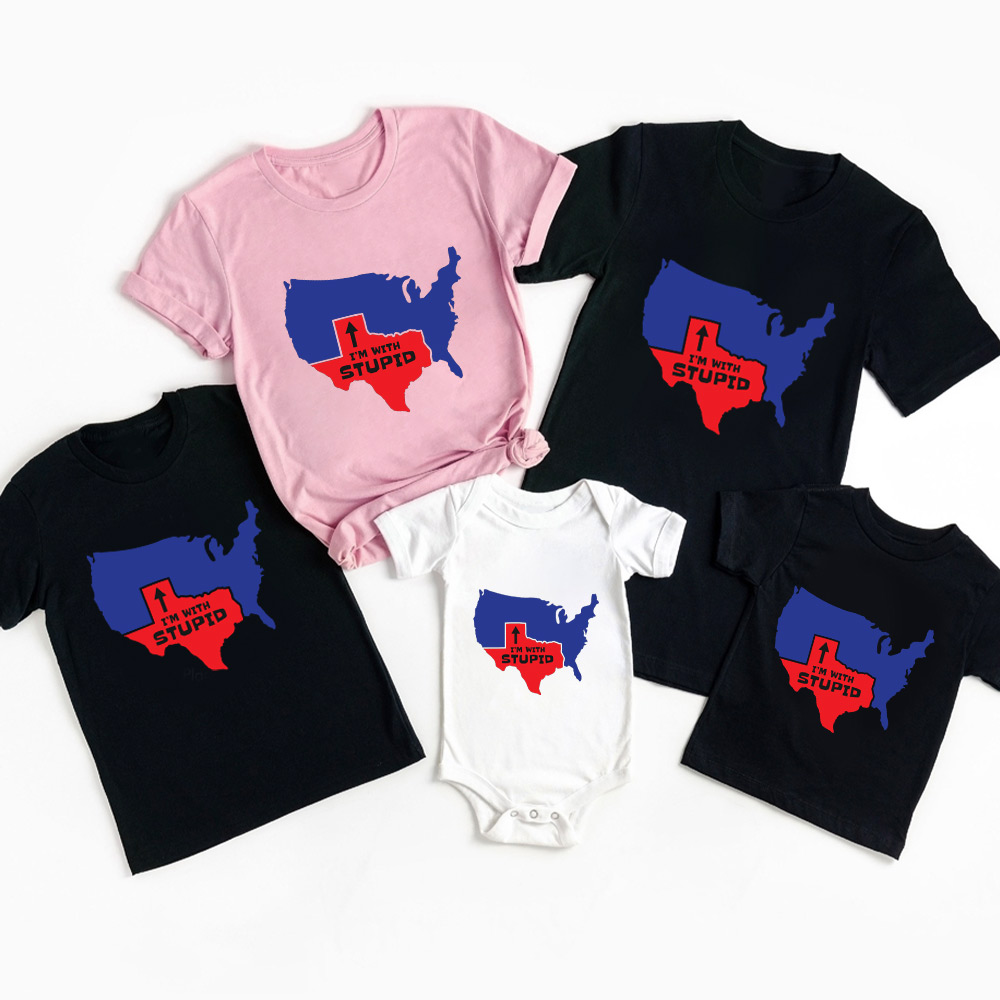 Texas I'm With Stupid Family Matching Shirts