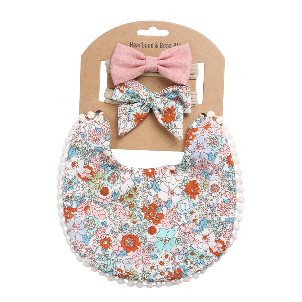 Baby Girl Saliva Towel Hair Band Set (Colorfull Florals)