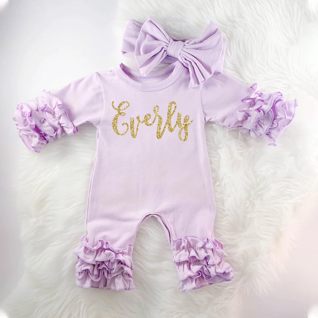 Personalized Newborn Girl Purple Gown Coming Home Outfit