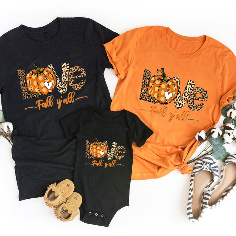 Love Fall Y'All Halloween Family Matching Shirts