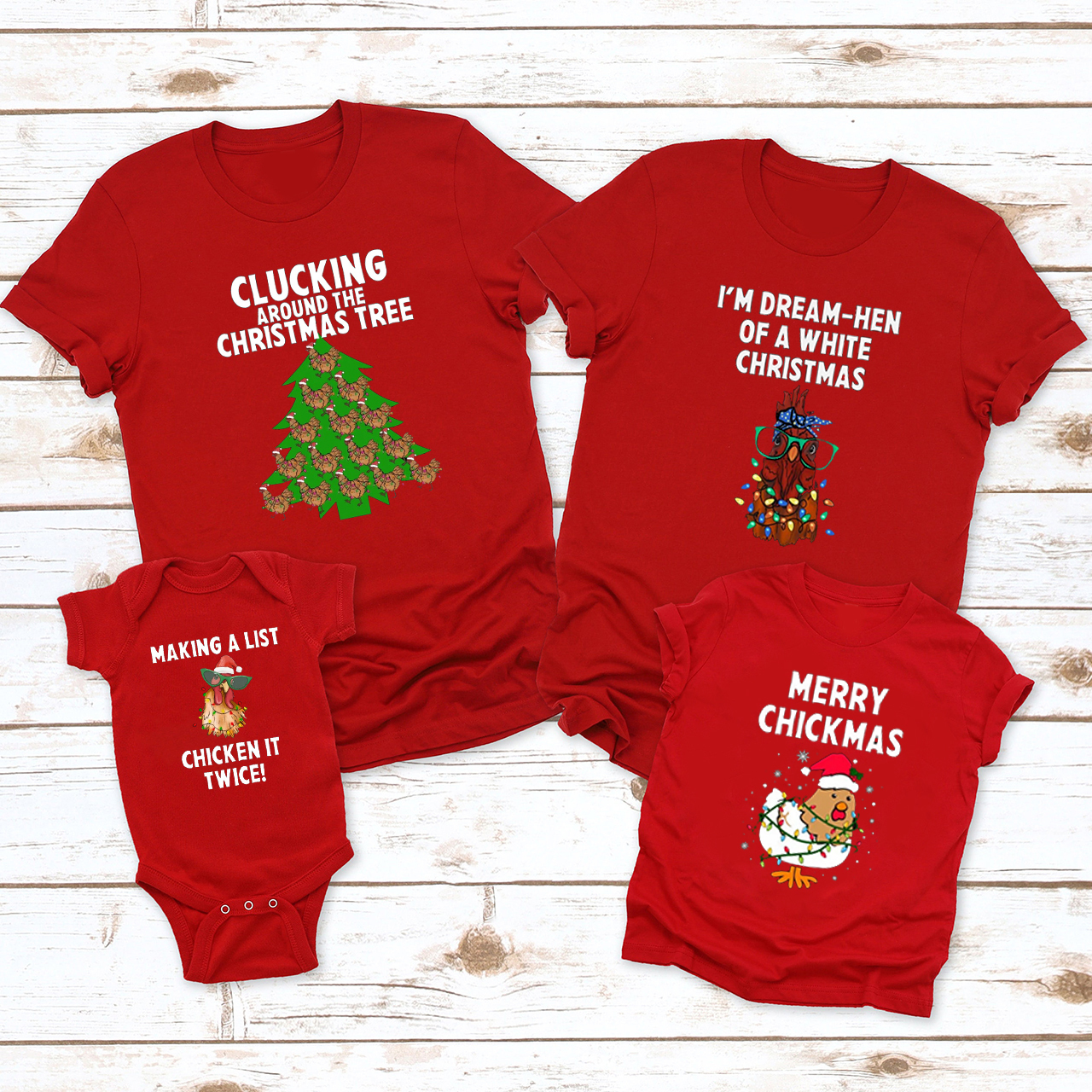 Funny Chicken Farm Christmas Family Matching Shirt