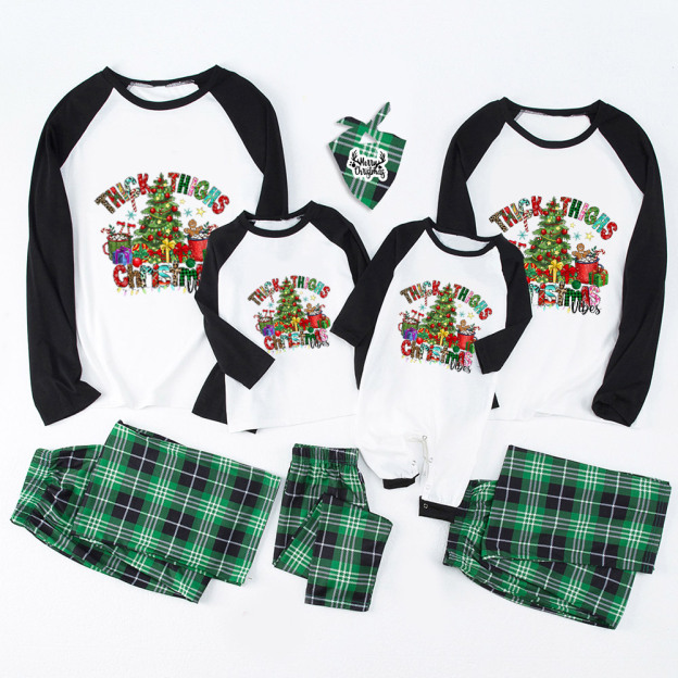 Thick Thighs Christmas Vibes Family Matching Pajamas