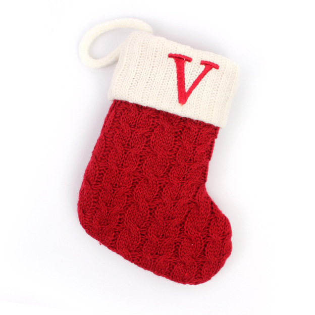 Christmas Socks Knitted Embroidered Alphabet Socks