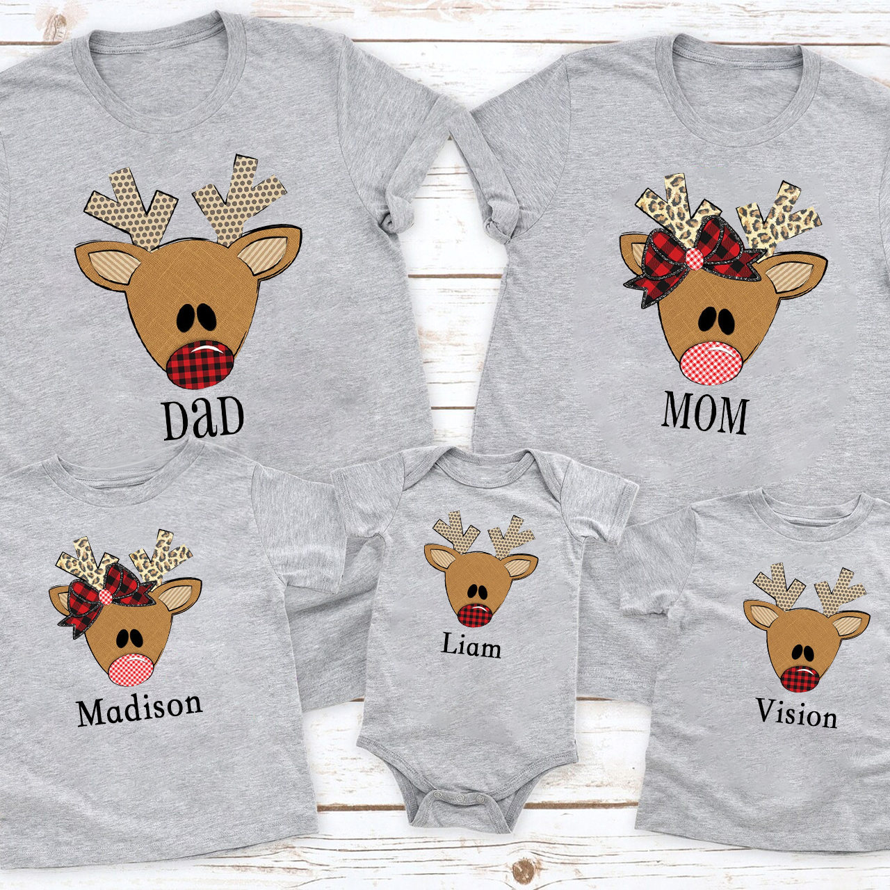 Big Nose Reindeer Christmas Family Matching Shirt