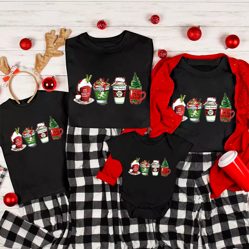Coffee Cup Christmas Family Matching Shirt