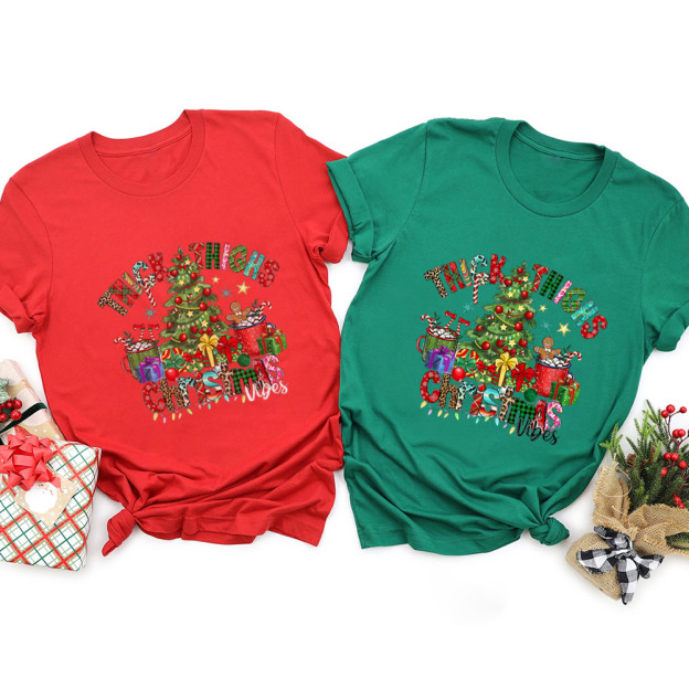 Thick Thighs Christmas Vibes Family Matching Shirt