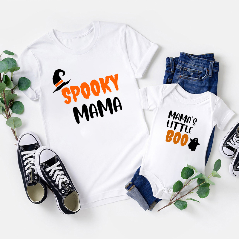 Spooky Mama and Mama's Little Boo Matching Shirt 