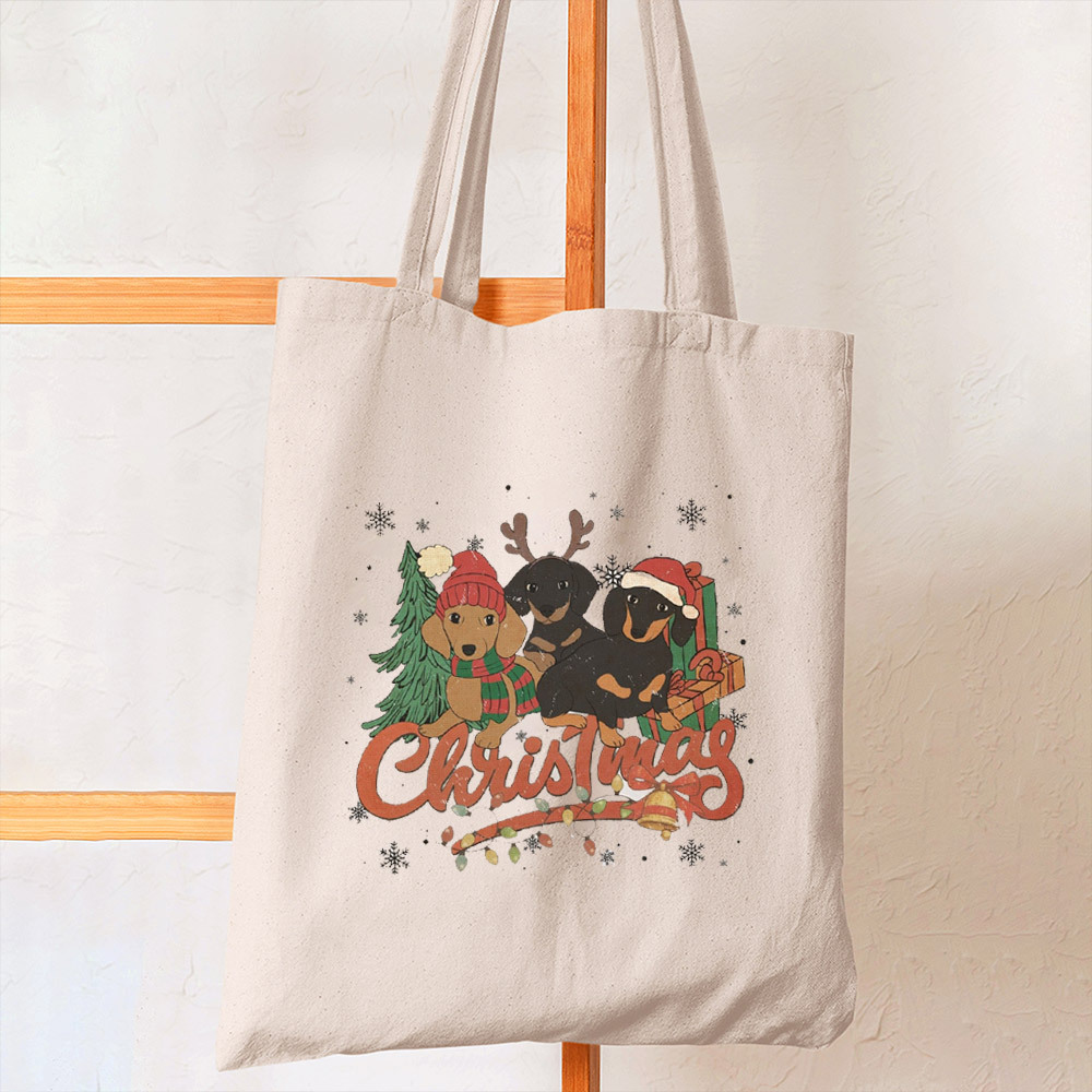Three Dogs Christmas Tote Bag