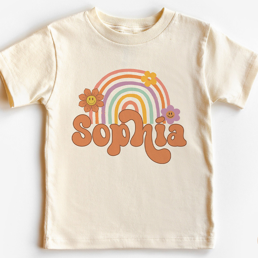 Personalized Rainbow Daisy Happy Face Shirt