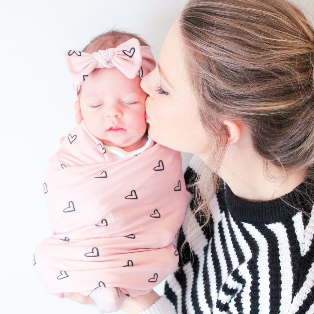 Pink Heart Swaddle & Headband Set SaleBeepumpkin™