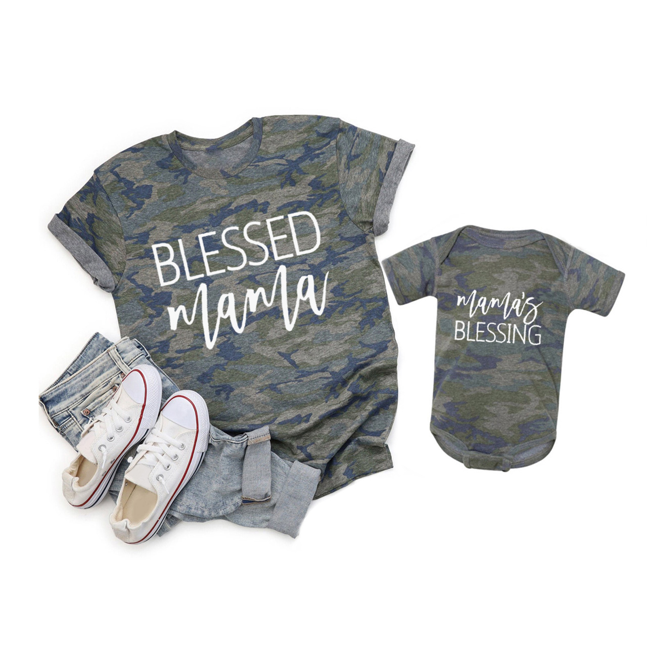 Blessed Mama or Mama's Blessing-Mother's Day MatchingTees