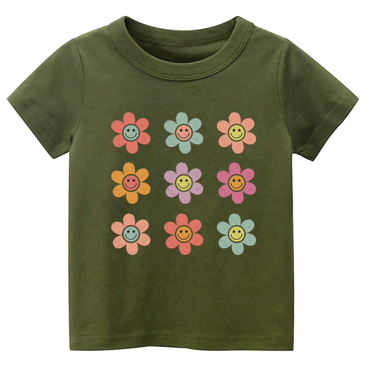 Happy Face Flowers Summer Kids T-Shirts