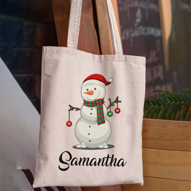 Celebrating Snowman Christmas Tote Bag