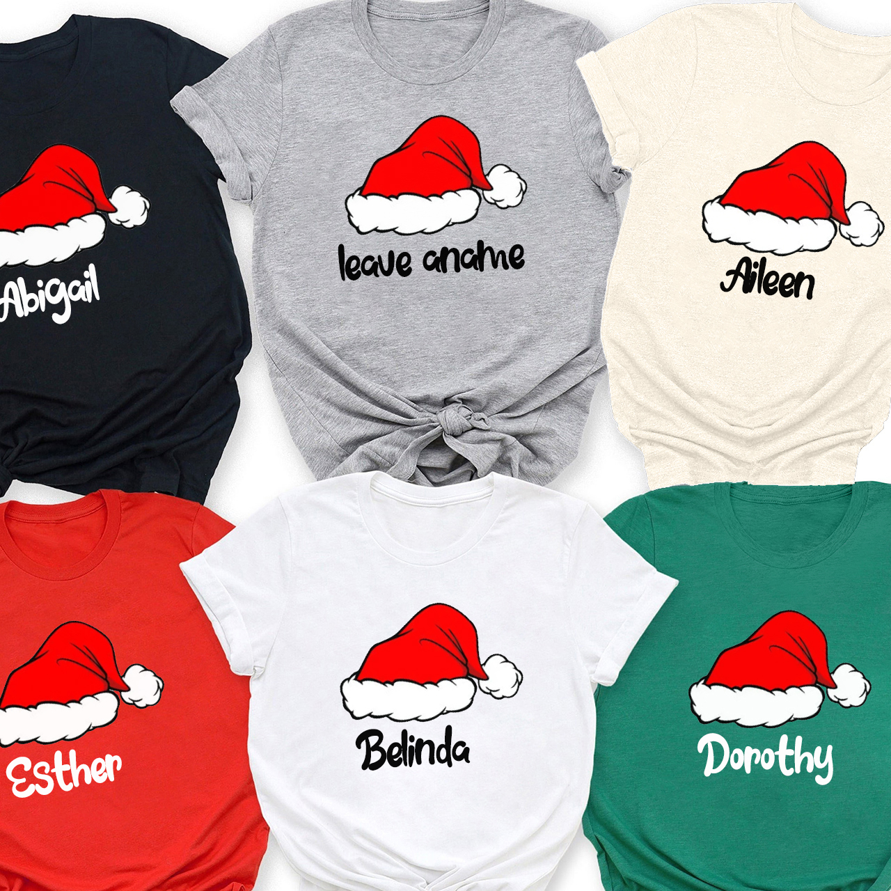 Red Santa Hat Custom Family T-Shirt