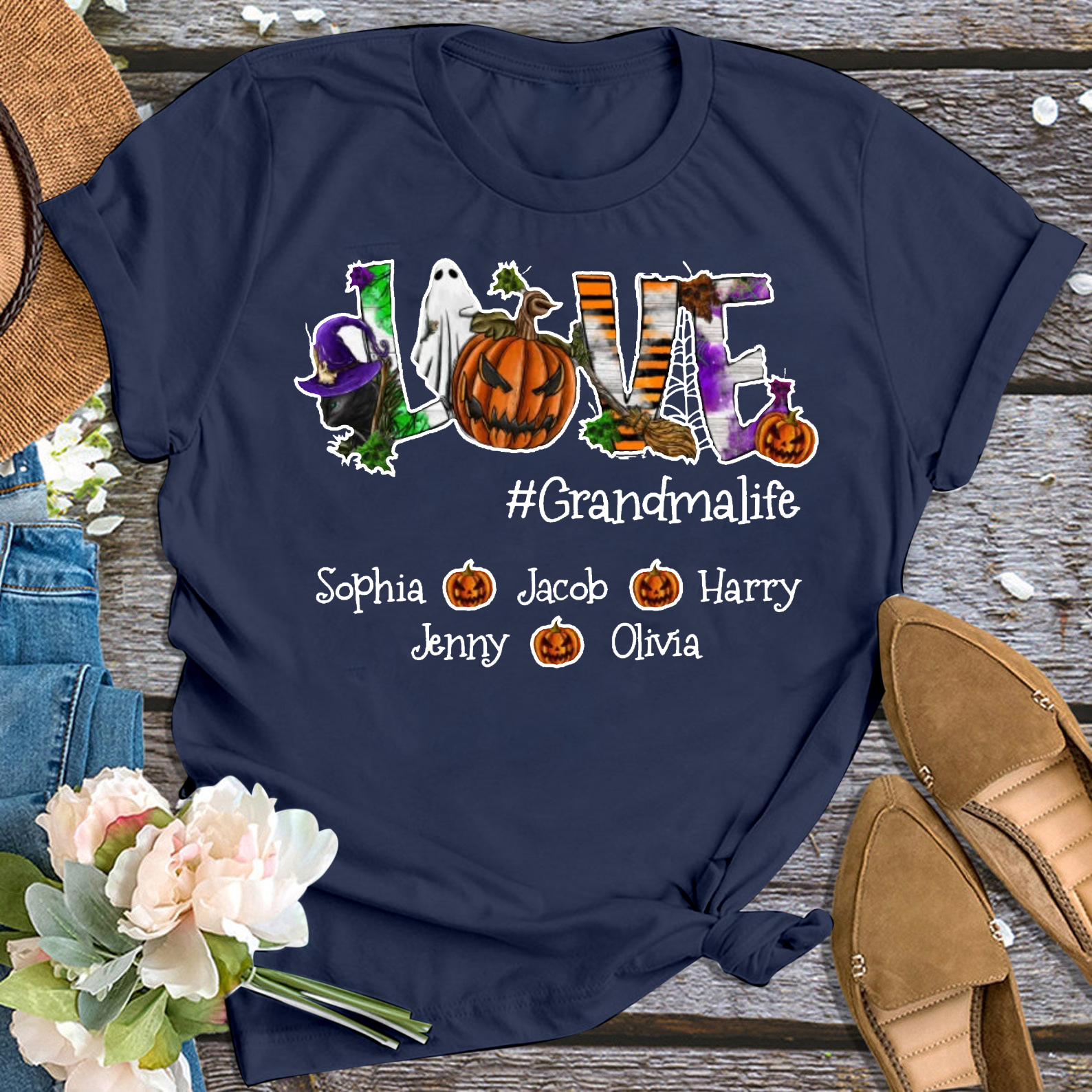 Evil Pumpkin Thanksgiving Personalized Grandma Shirt 
