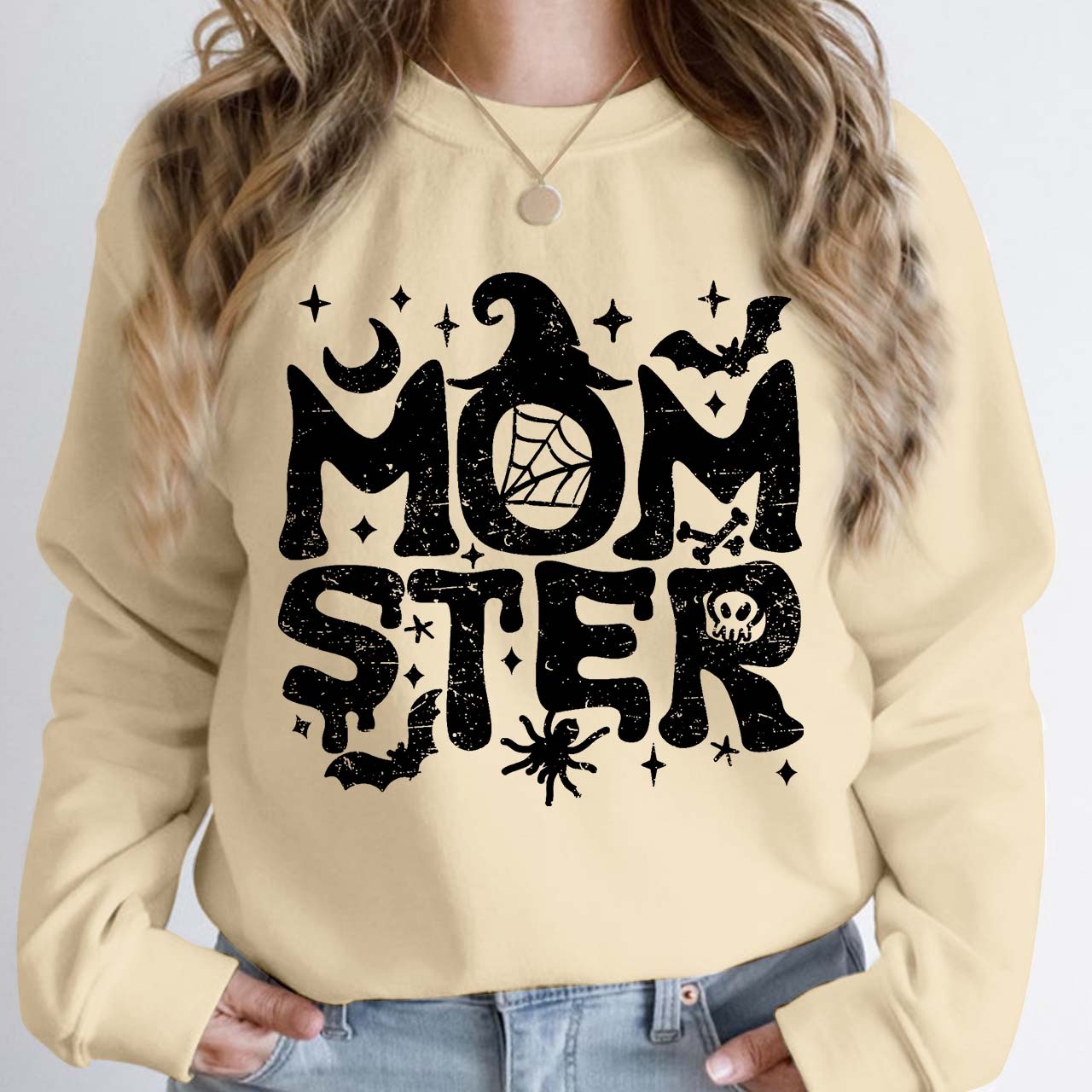 Halloween Momster Moon Bat Sweatshirt For Mama