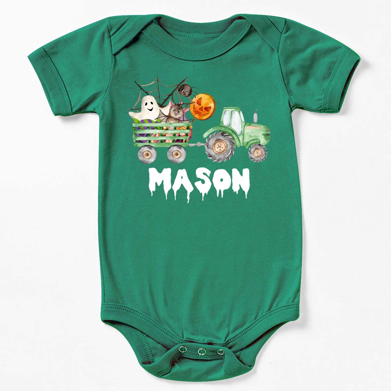Custom Green Tractor Halloween Bodysuit For Baby