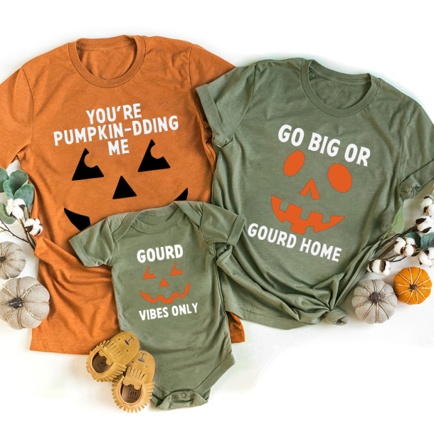 Halloween Personalized Family Pumpkin Face Matching Shirts