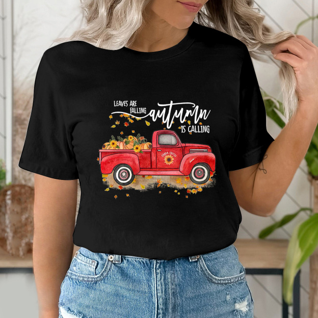 Leaves Are Falling Red Truck Fall Tees
