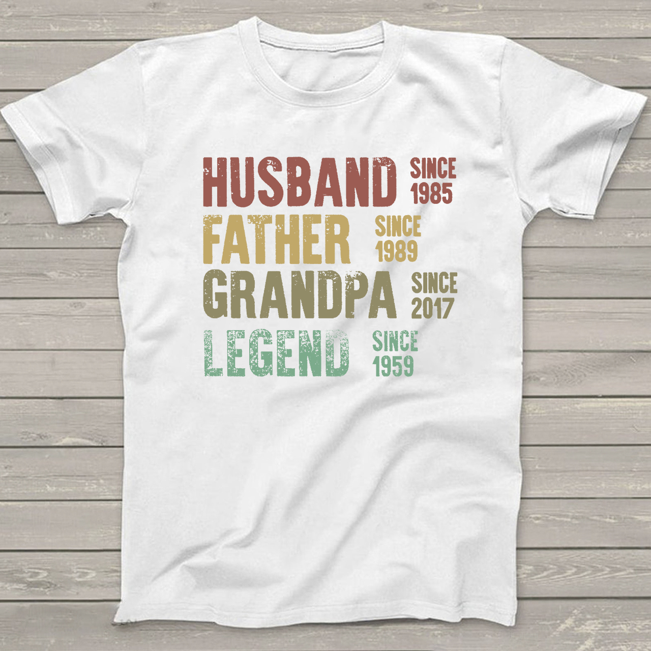 Husband Father Grandpa Legend Personalized Dad Grandpa T-shirt