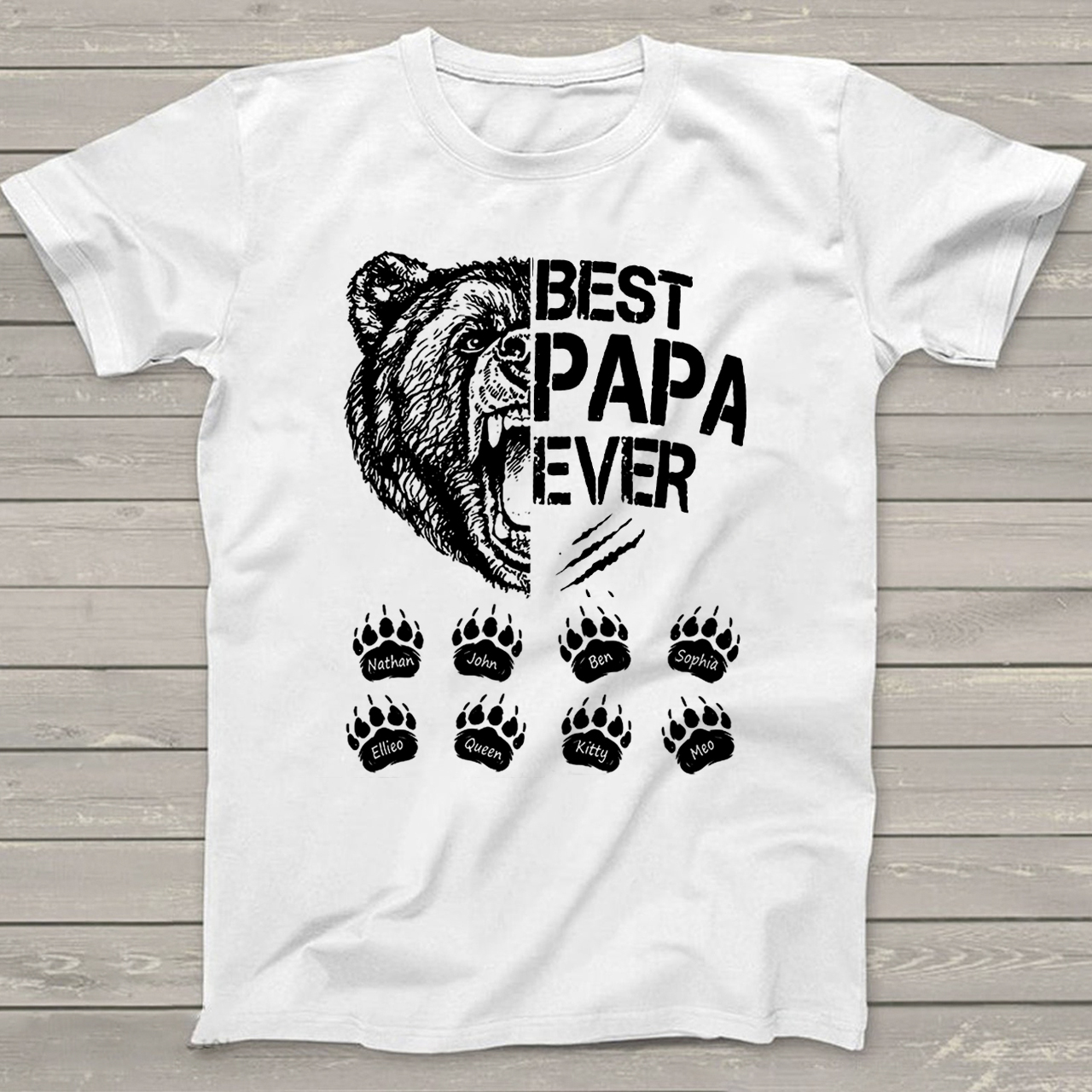 Personalization Name Papa Bear Funny Dad T-shirt