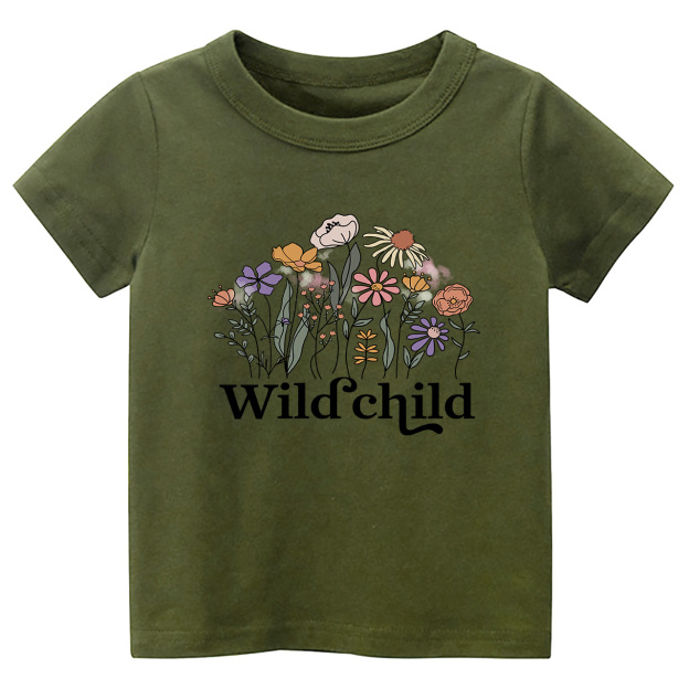 Wild Child Vintage Flowers Kids Shirts