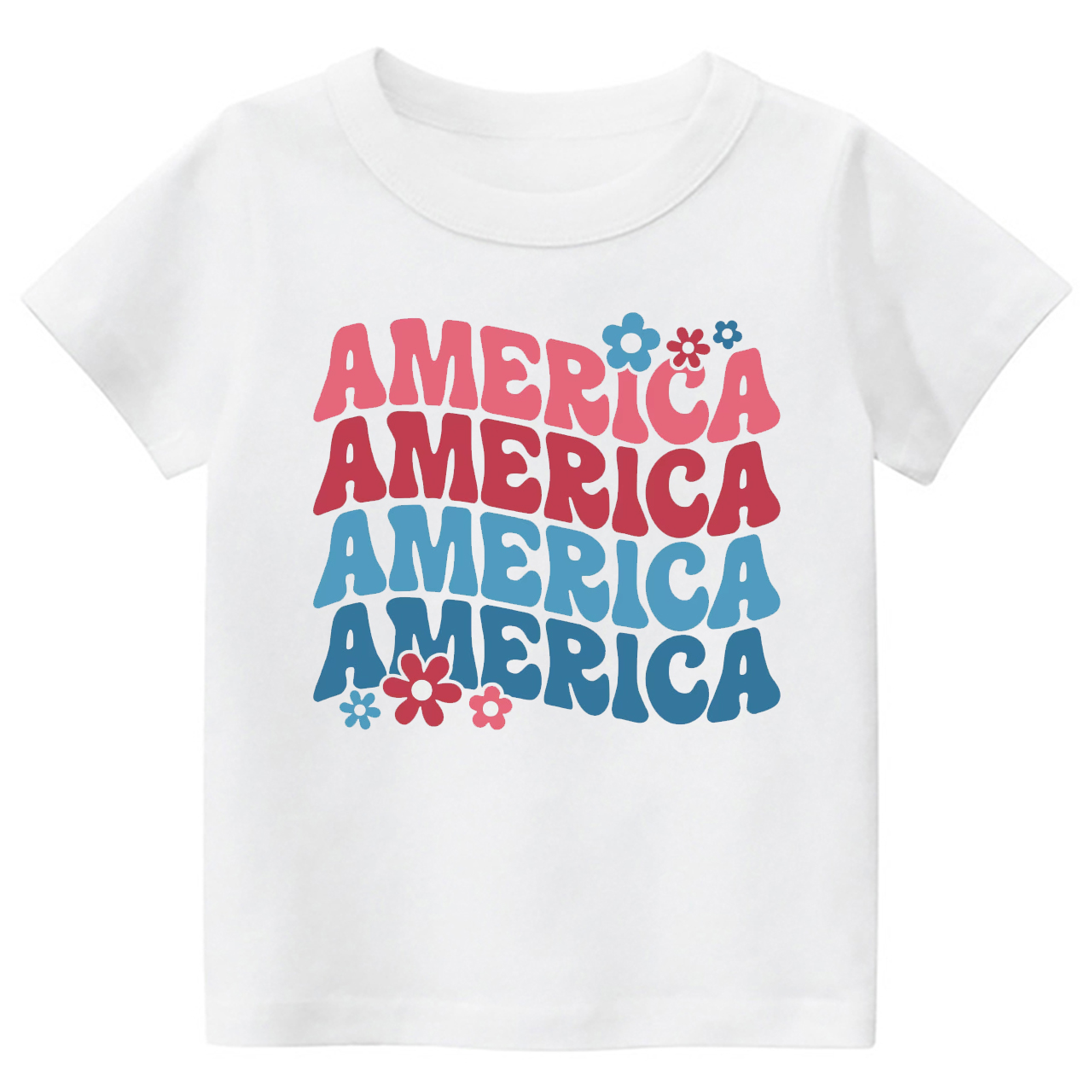 America Flower Independence Day Kids Shirt