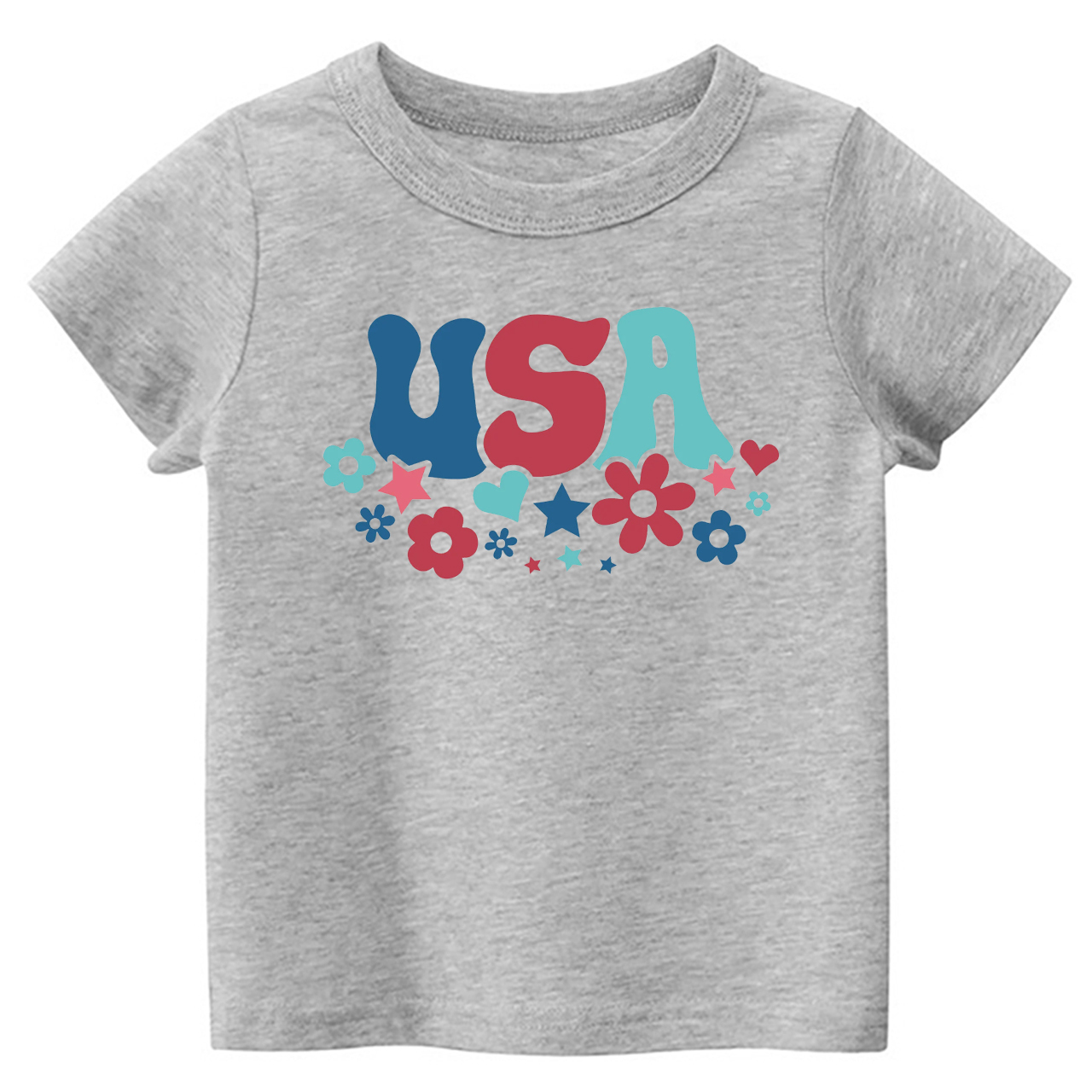 Cute USA Flower Independence Day Toddler Tee