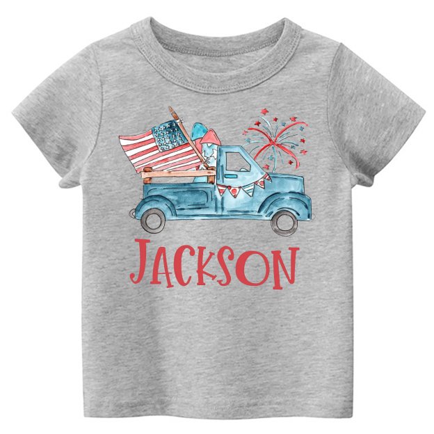 Personalized Patriotic Truck Fourth Of July Kids Shirt