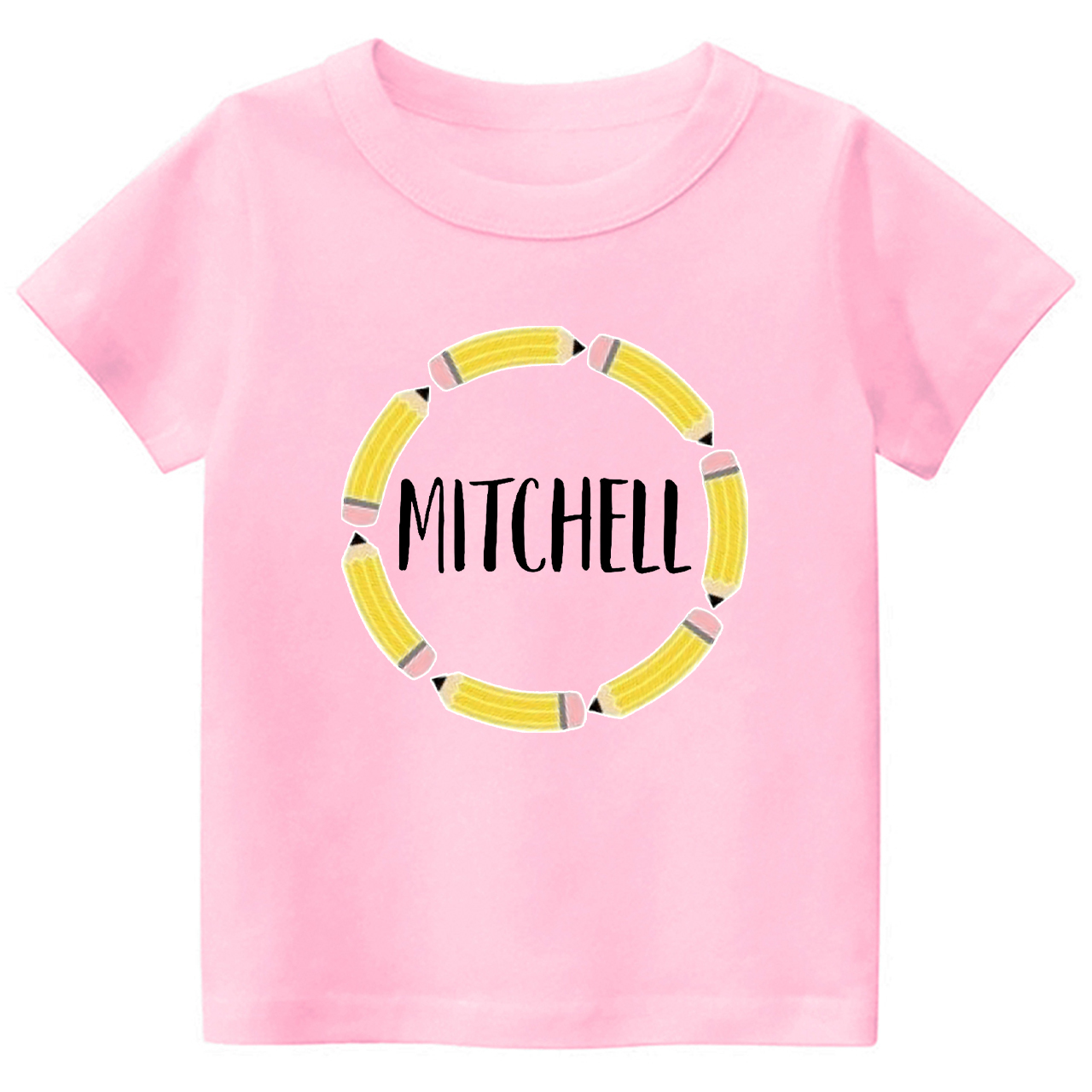 Personalized Pencil Circle School Retro Kids Shirts