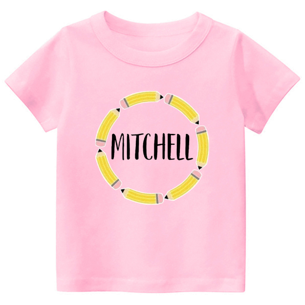 Personalized Pencil Circle School Retro Kids Shirts
