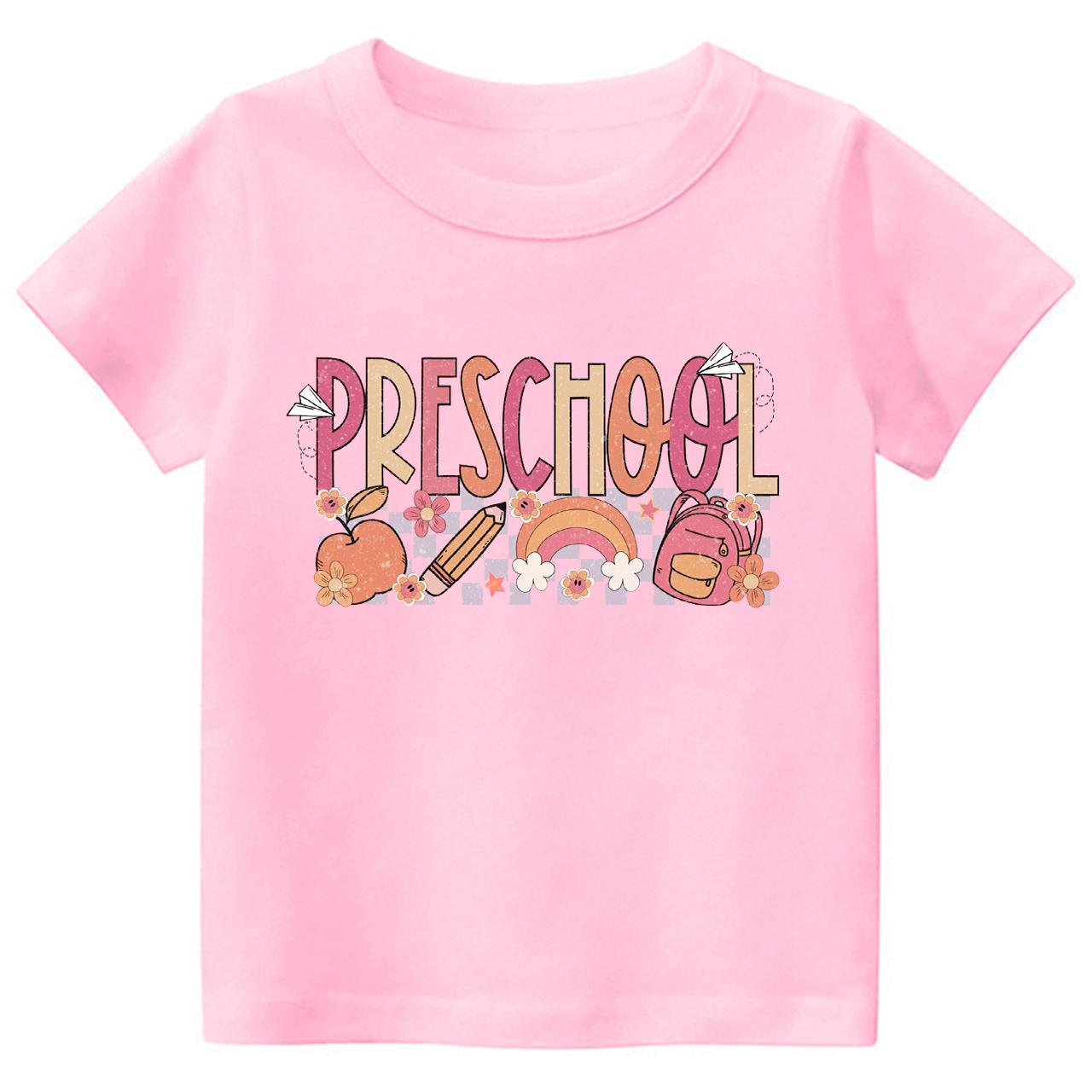 Preschool Apple Pencil Rainbow School Bag Kids Shirt