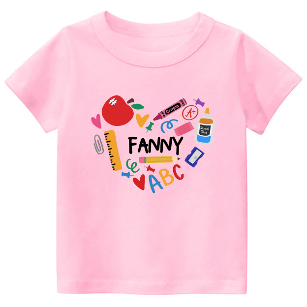Personalized  Back To School Heart Kids Shirt