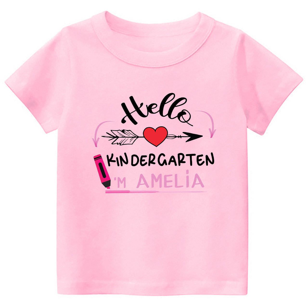 Personalized Name Hello Kindergarten School Kids T-shirts