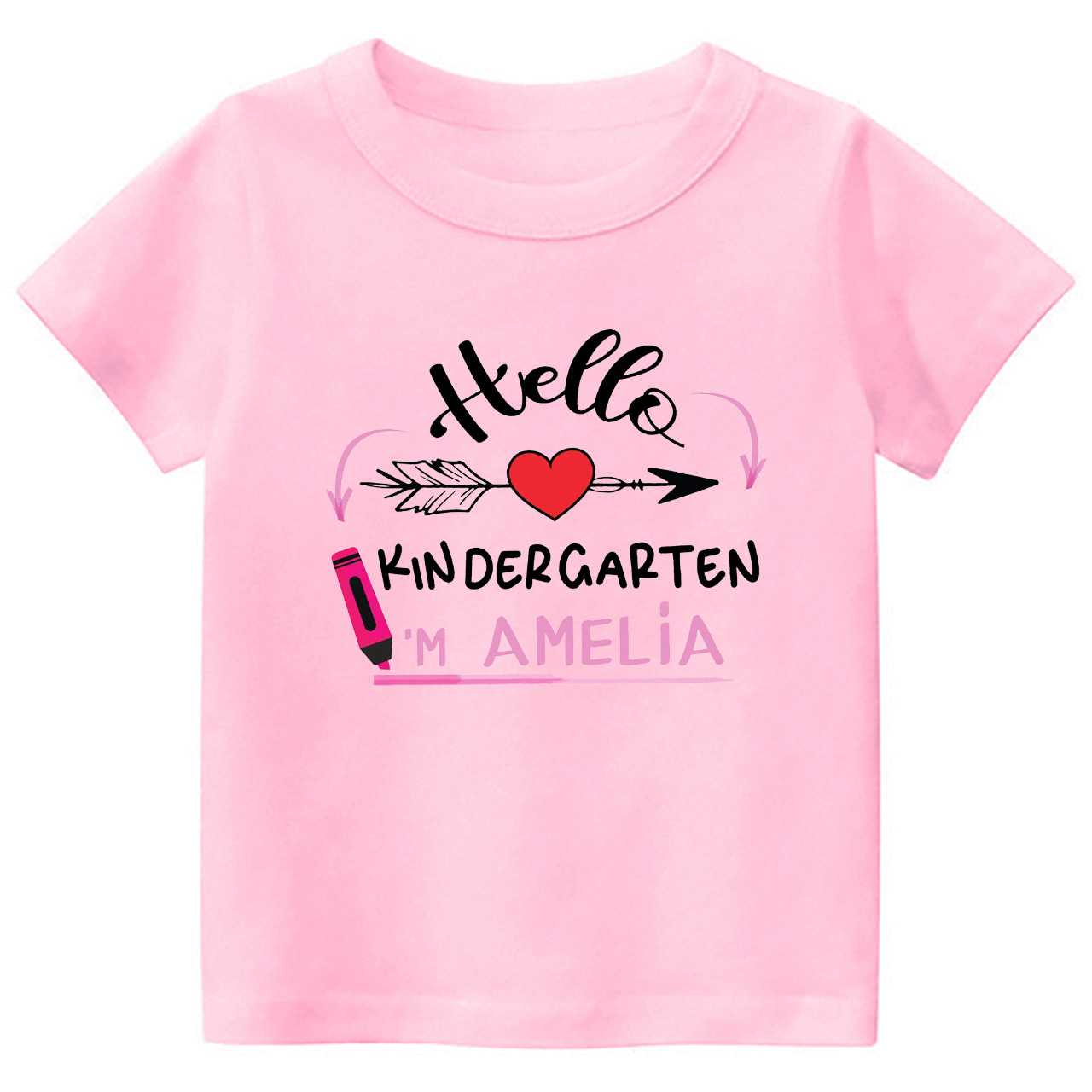 Personalized Name Hello Kindergarten School Kids T-shirts