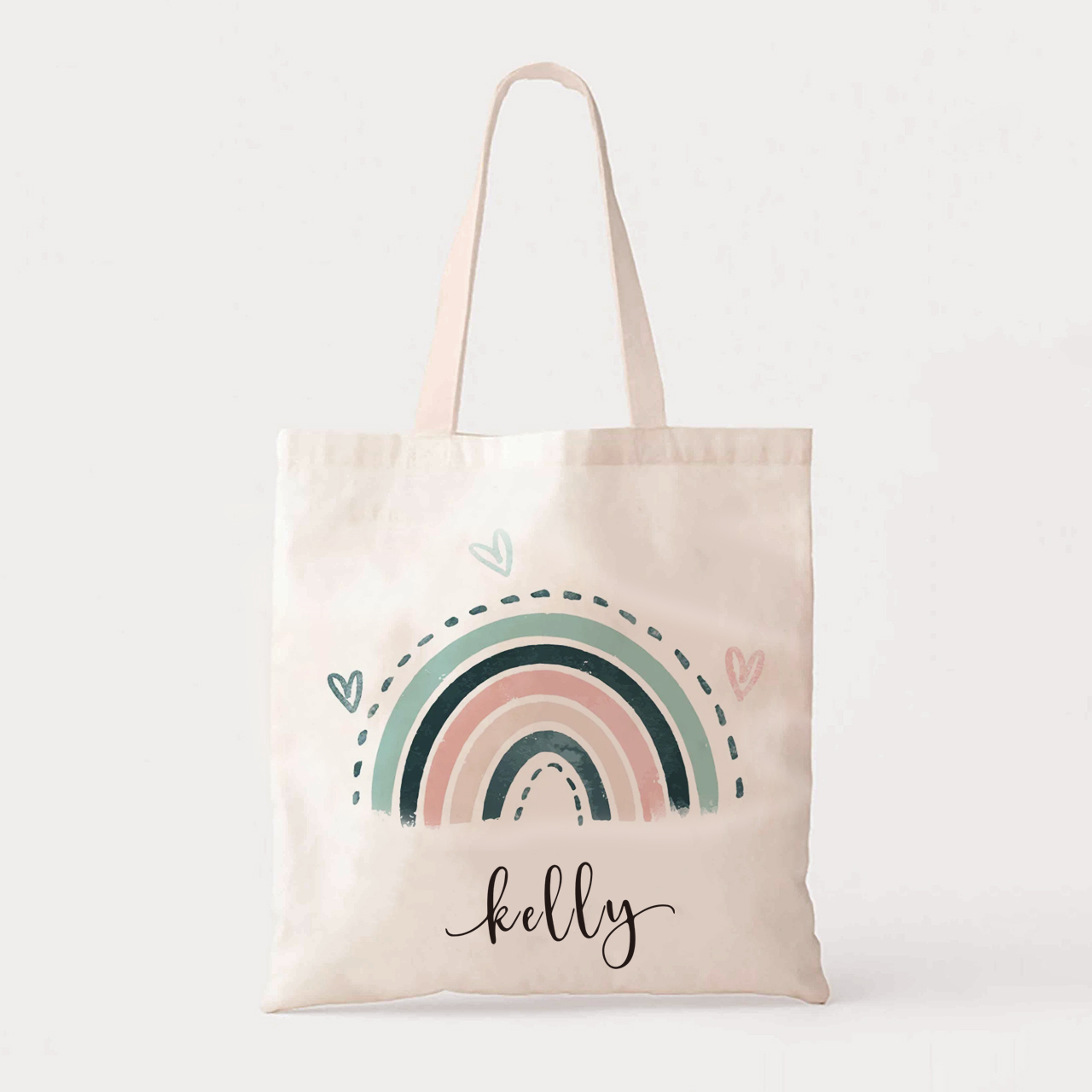 Personalized Pastel Kids Name School Tote Bag