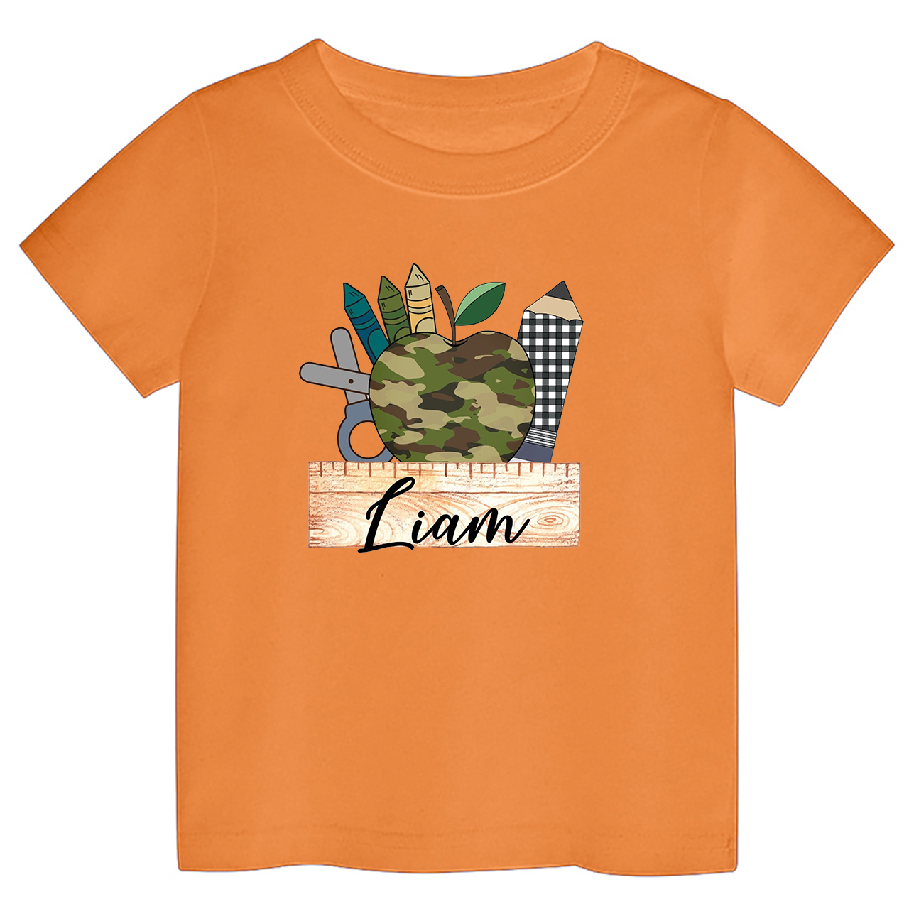 Personalized Camo Apple Plaid Pencil Tees