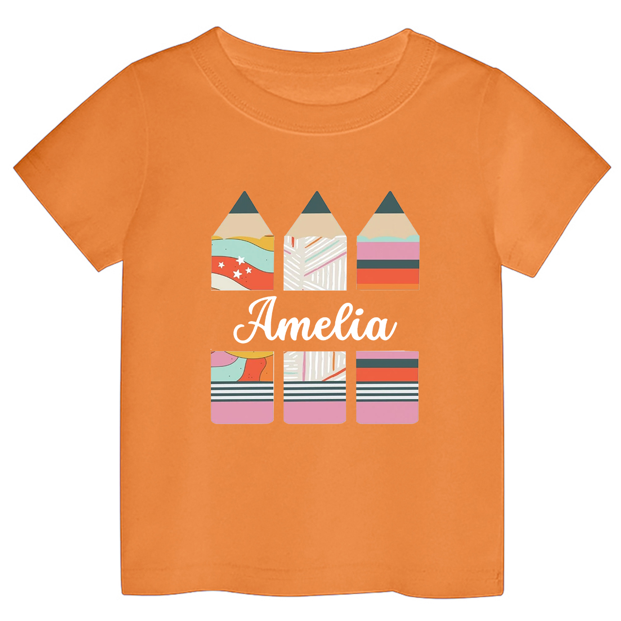 Personalized Geometric Retro Pencil Kids Shirts
