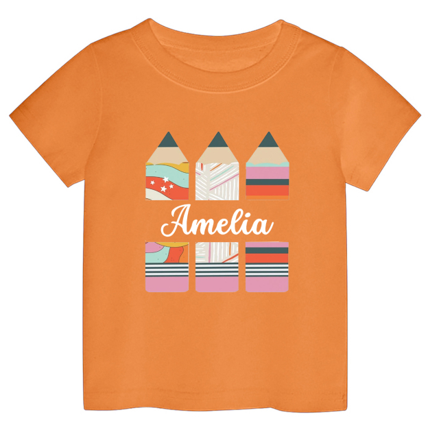 Personalized Geometric Retro Pencil Kids Shirts