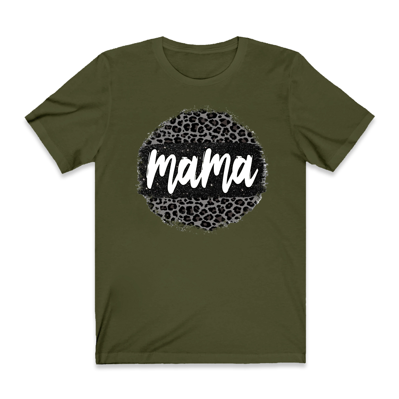 Black Leopard Mama Circle Retro T-Shirt