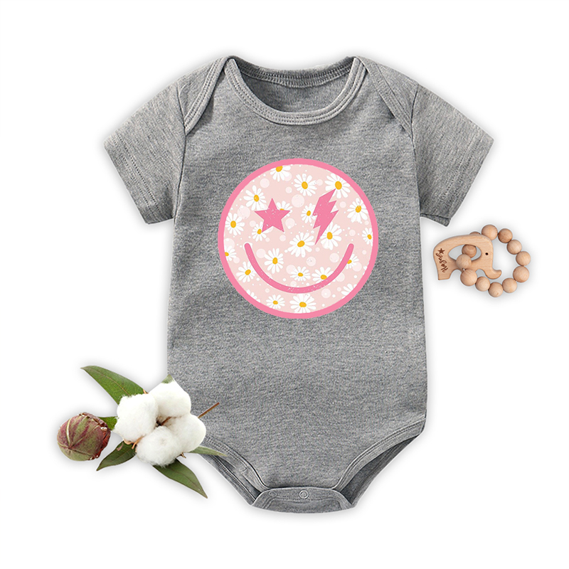 Smiley Face Daisy Graphic Bodysuit For Baby