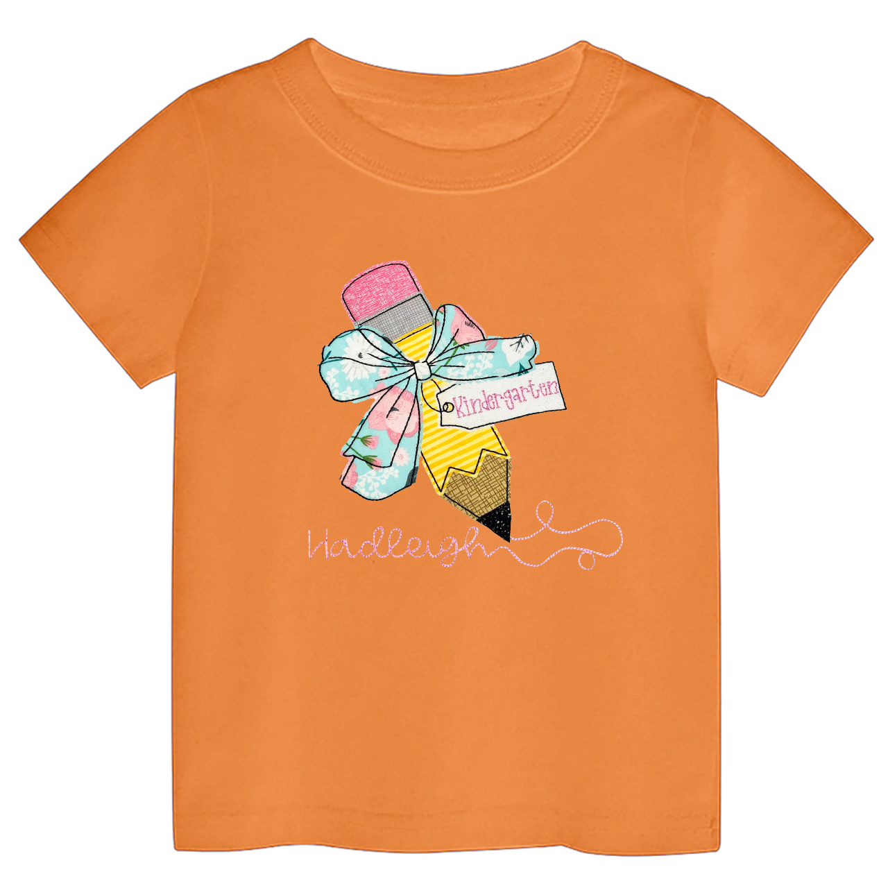 Personalized Pencil And Bow Back To School Shirt For Kids